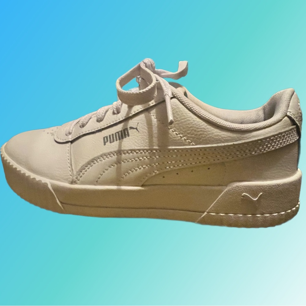 White Leather Pumas